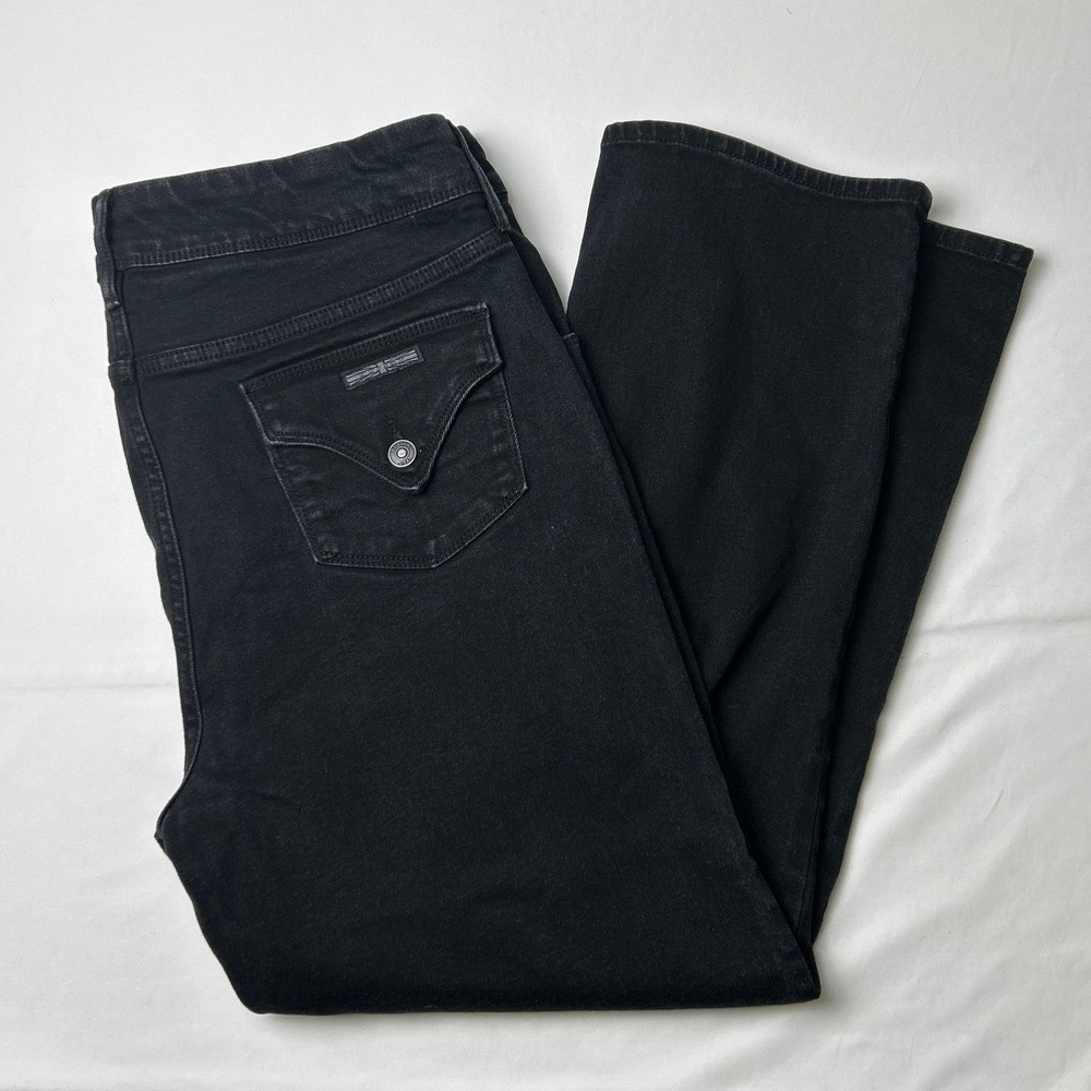 Hudson Womens High Rise Flap Pocket Straight Leg Jeans Size 16 Black Stretch